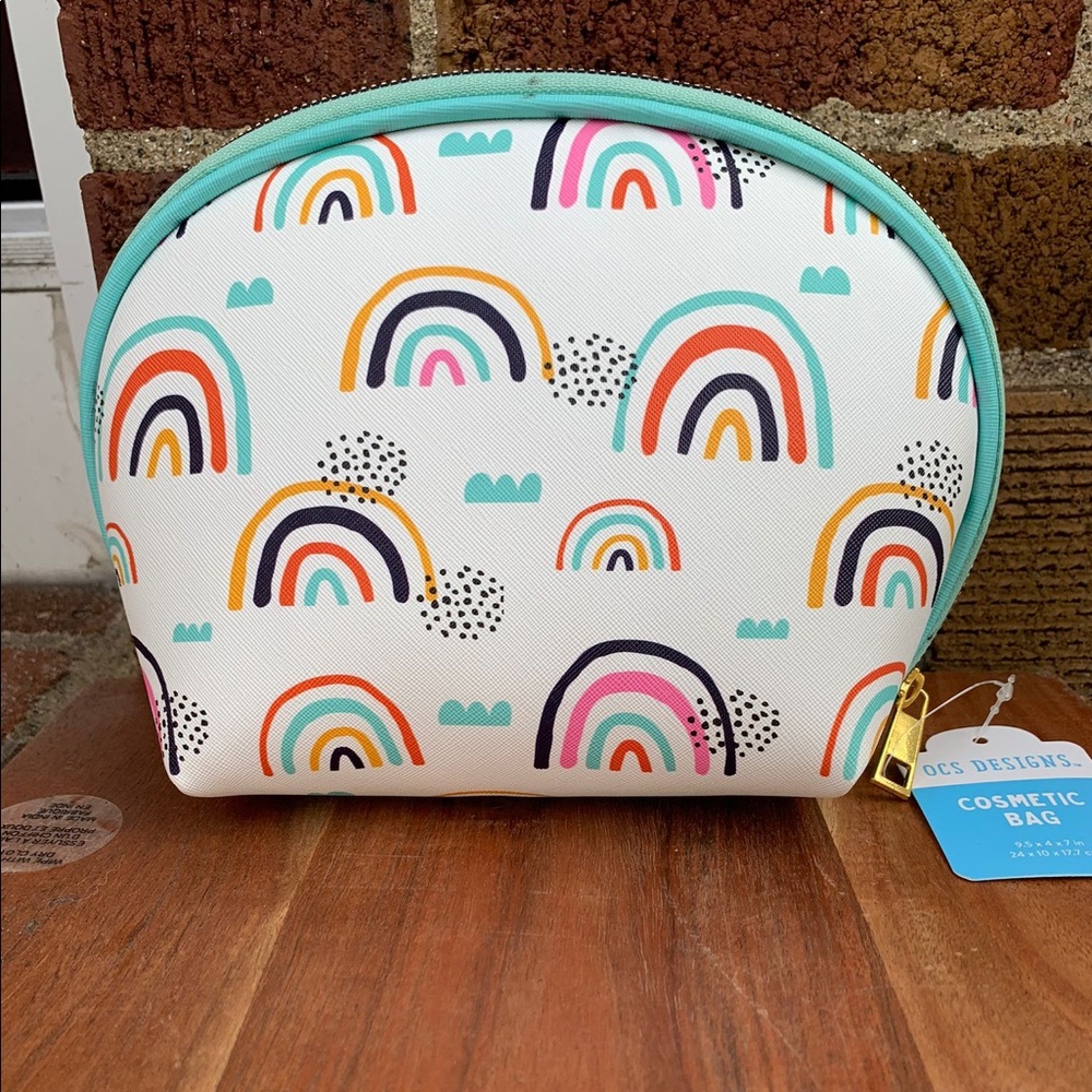 OCS Designs Boho Rainbow Cosmetic Bag for Makeup & Toiletries